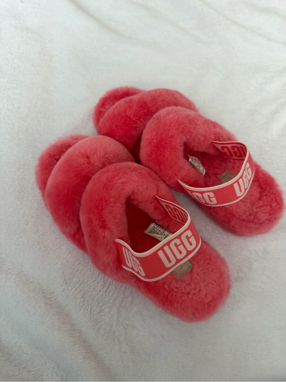 UGG Plush Slide Sandals in Coral - Picture 2 of 6